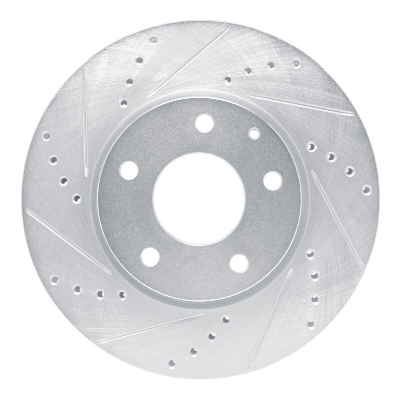 Mazda 3 Brake Rotor (1) - Front Left - R1 Concepts - Drilled & Slotted - Silver - `19-`25
